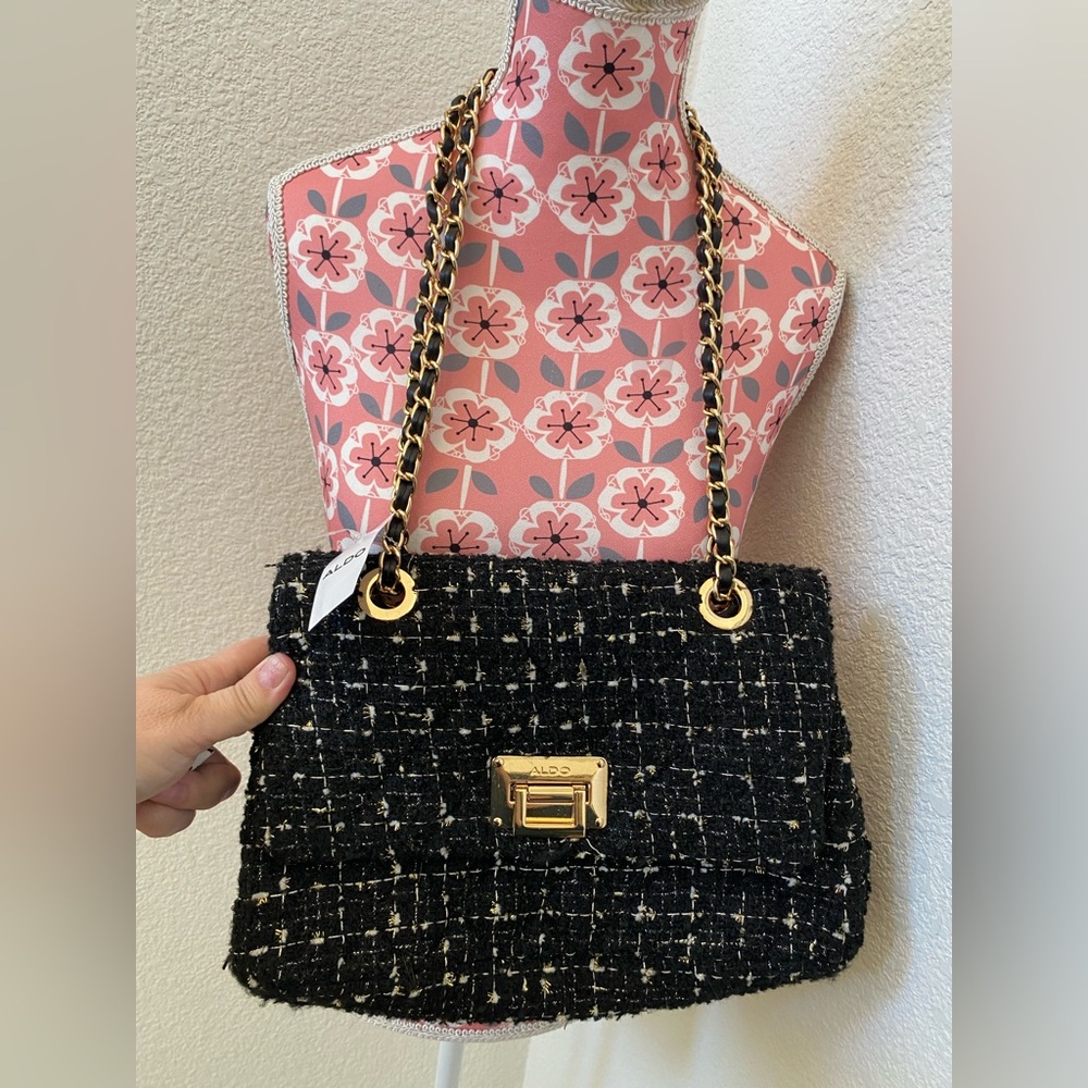 Aldo Black Tweed Shoulder Bag NWT